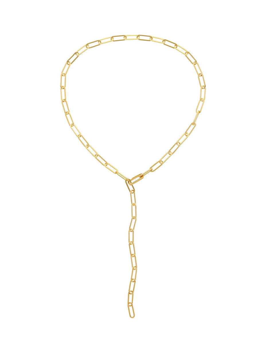 Gold Paperclip Chain Long Necklace-2024