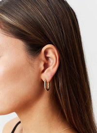 Gold Oval Hoop Huggy Earrings