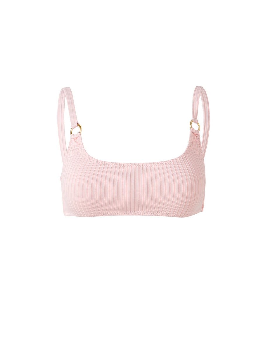 Melissa Odabash Bari Rose Ribbed Ring Trim Over The Shoulder Bikini Top - 2024 Collection