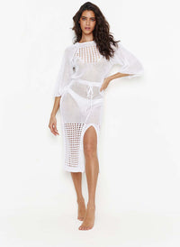 Melissa Odabash Brooke White Crochet Midi Dress - 2024 Collection