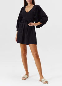 Melissa Odabash Camilla Black Smock Short Dress - 2024 Collection