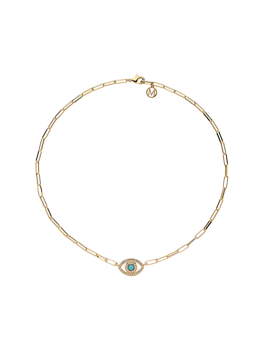 gold chain eye necklace_cutout