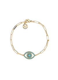 gold chain turquoise eye bracelet_cutout