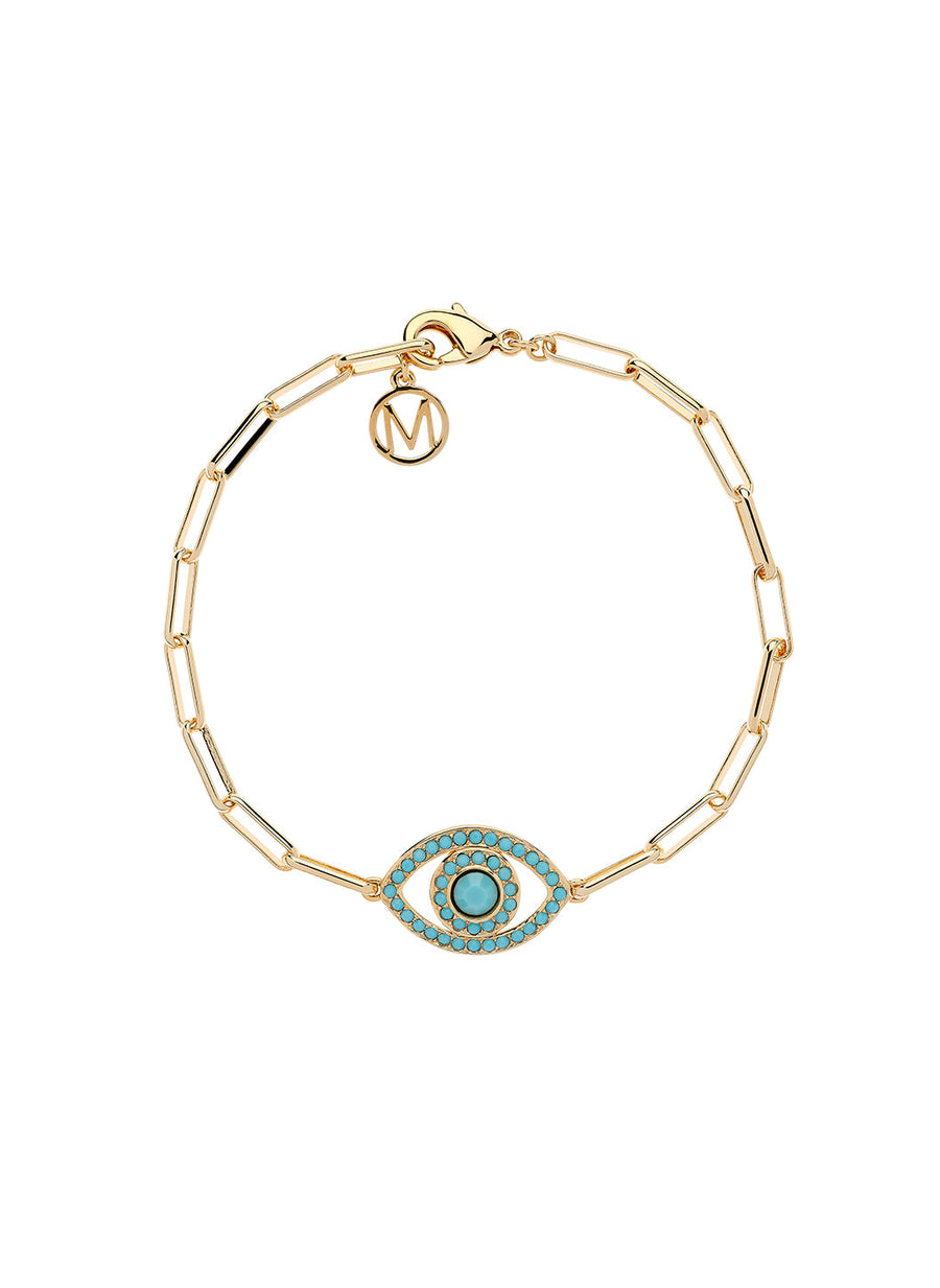 gold chain turquoise eye bracelet_cutout