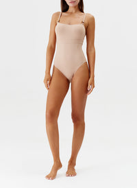 Melissa Odabash St Lucia Tan Rectangle Trim Over The Shoulder Swimsuit - 2024 Collection