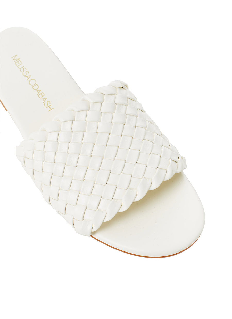 Melissa Odabash Woven White Sliders - 2024 Collection