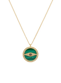 Gold Malachite Eye Long Pendant-2024