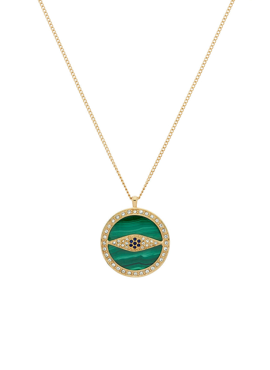 Gold Malachite Eye Long Pendant-2024
