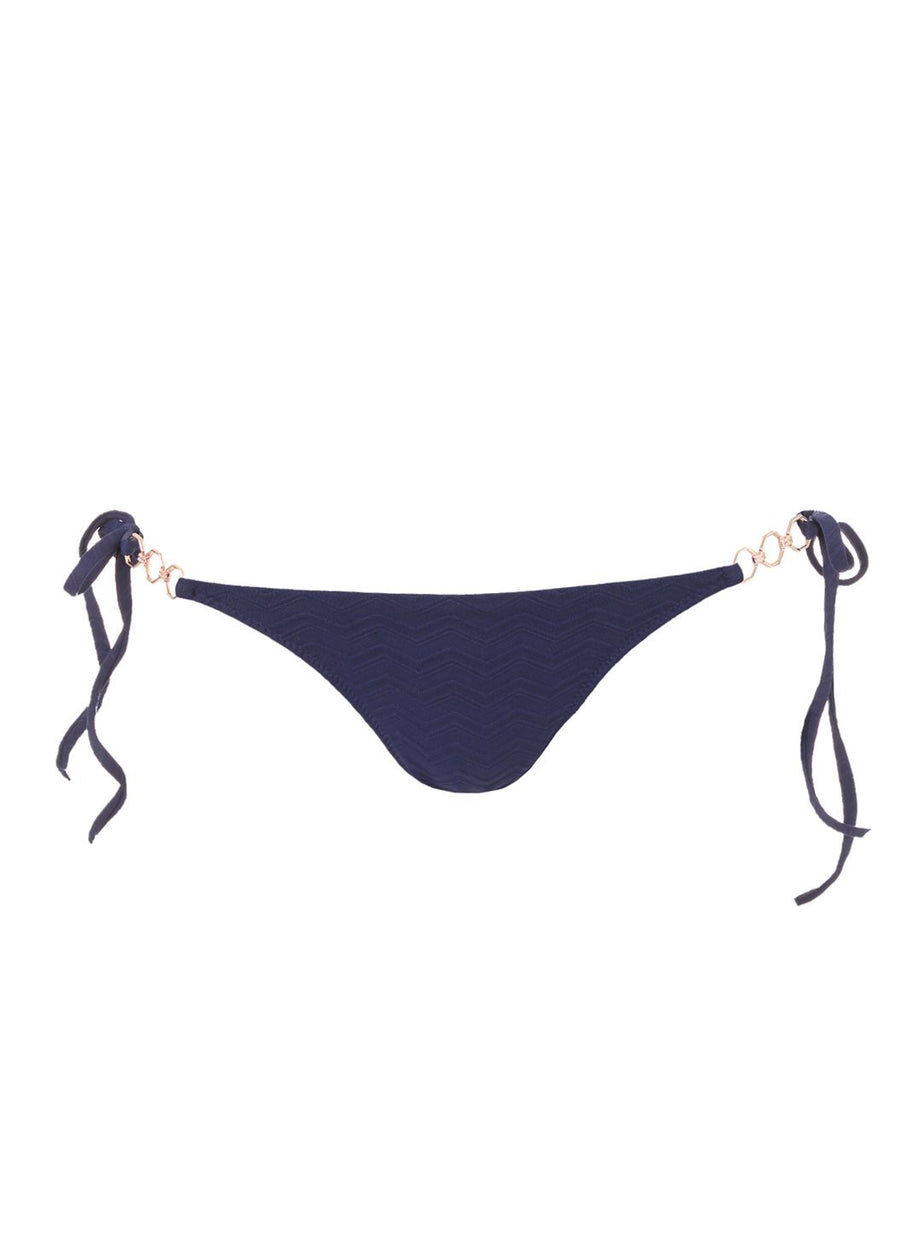 Anguilla Navy Zigzag Triple Ring Tie Side Bikini Bottom