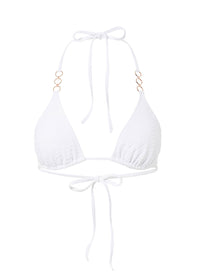 Anguilla White Zigzag Triangle Triple Ring Bikini Top