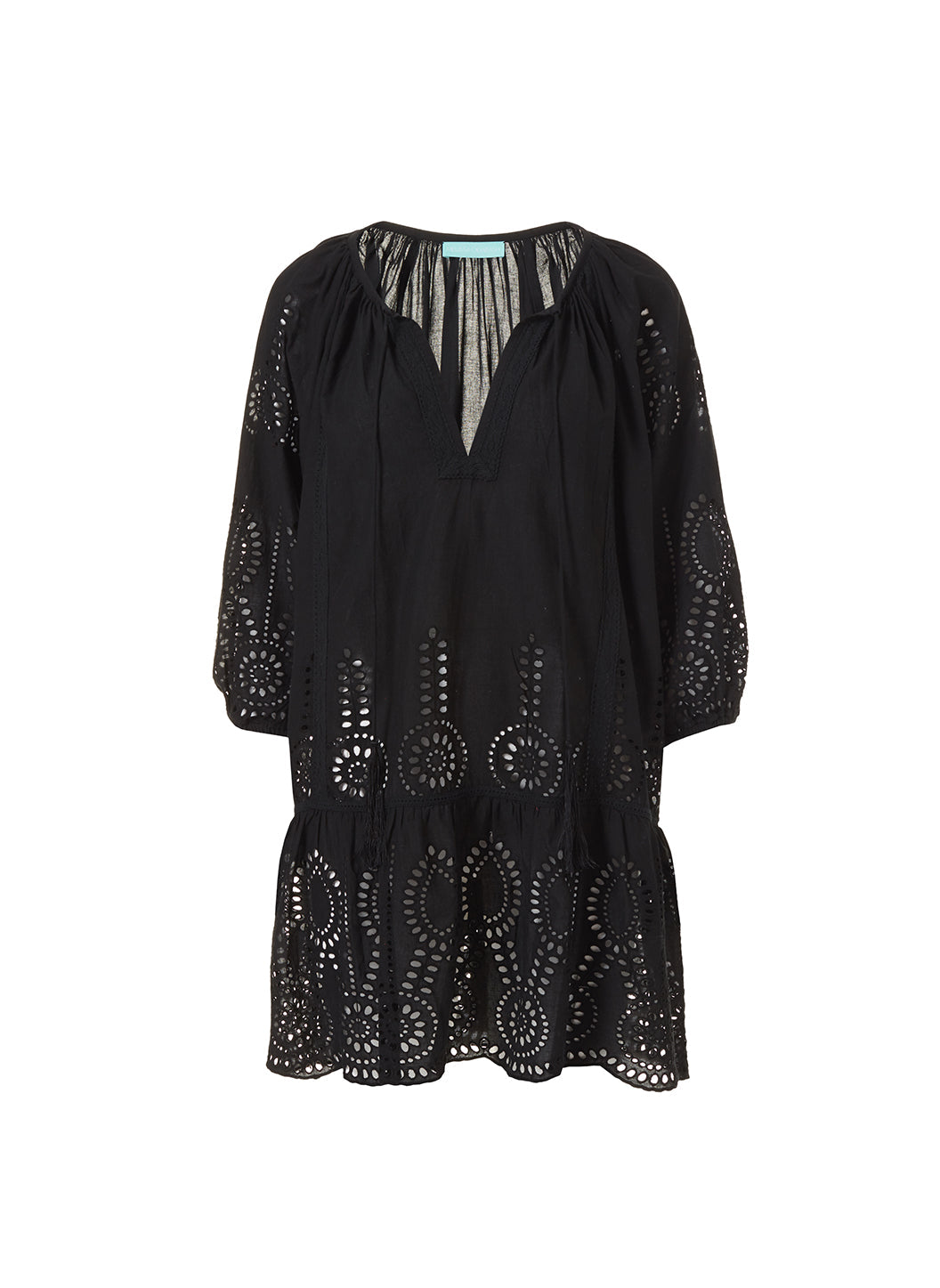 Melissa Odabash Ashley Black Classic Embroidered Short Kaftan Official Website