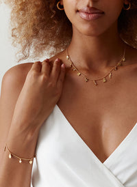 Gold Crystal Charm Necklace and Bracelet