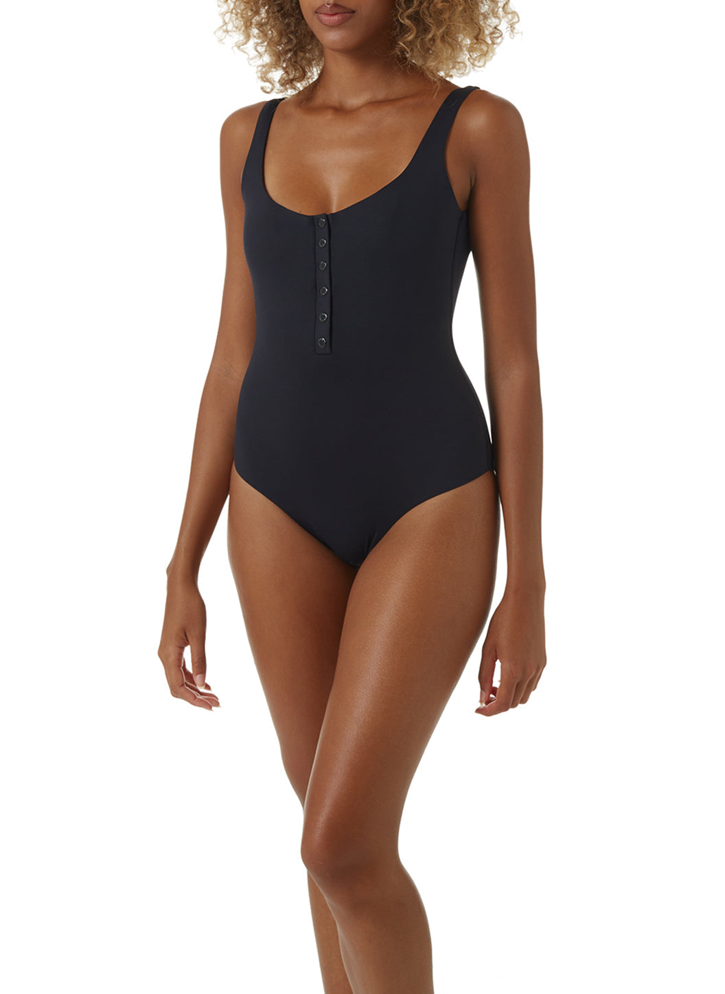 Melissa Odabash Taormina Black Popper Front Over The Shoulder Swimsuit