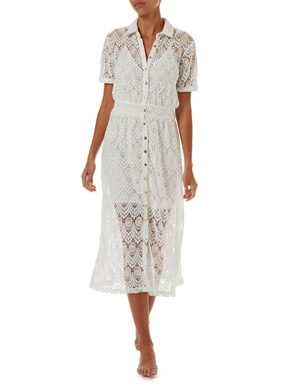 april white lace midi button down shirt dress 2019 F
