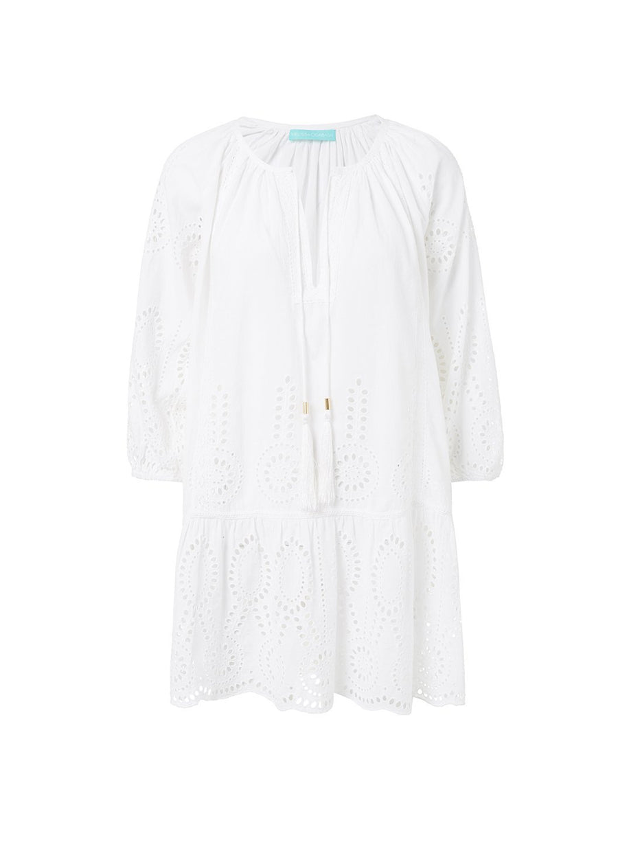 ashley white embroidered 34sleeve short coverup 2019