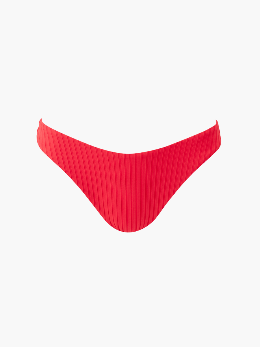 Noto Red Ribbed Bikini Bottom