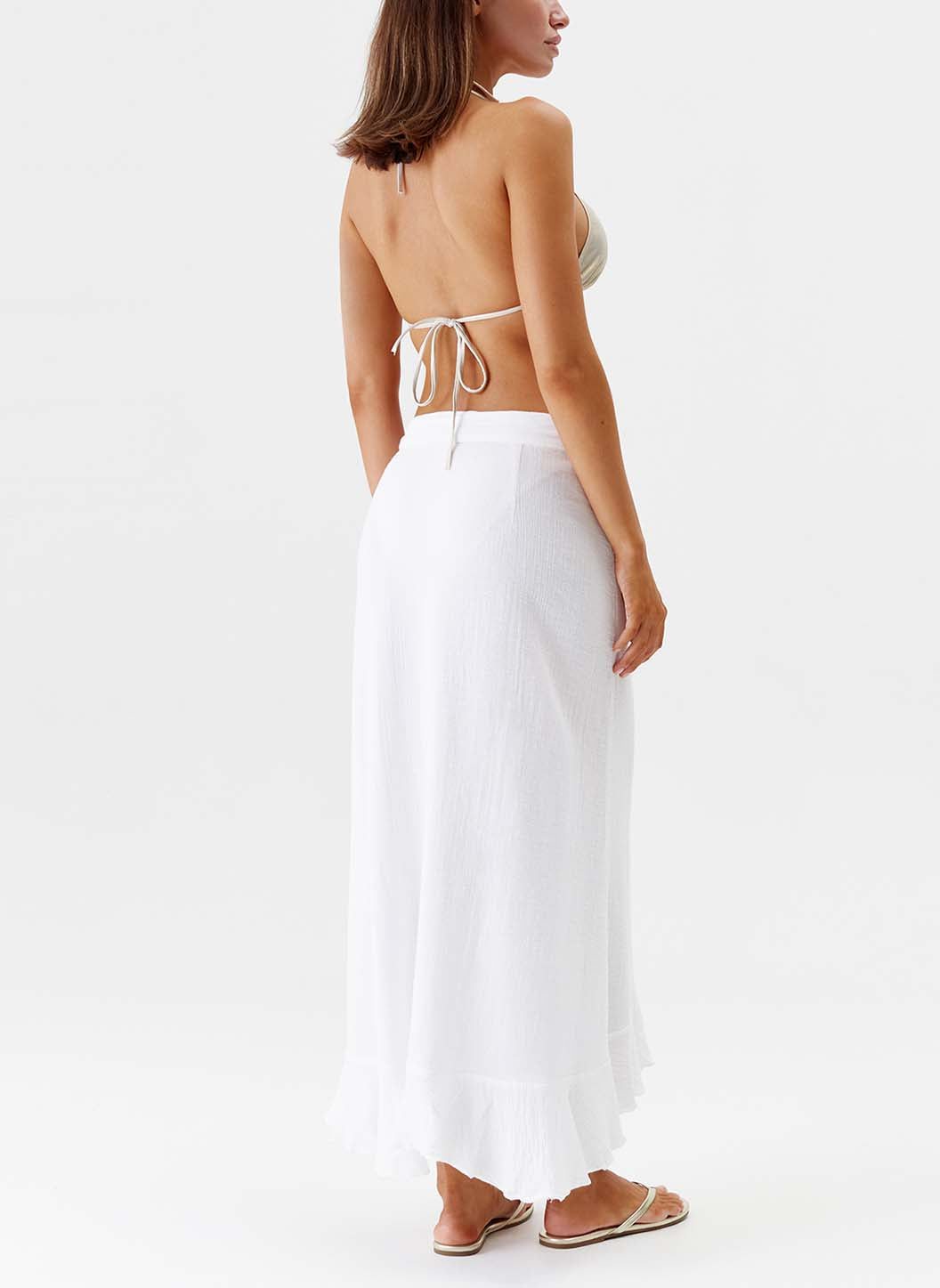 Melissa Odabash Danni White Wrap Midi Skirt - 2024 Collection