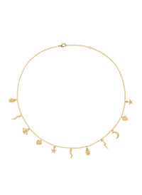 Gold Crystal Charm Necklace