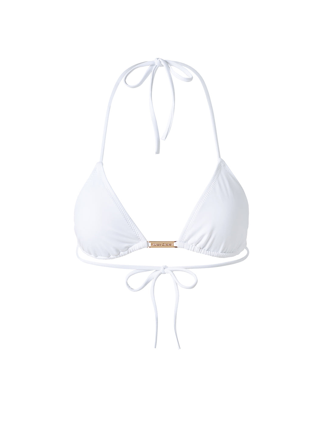 Melissa Odabash Andorra White Bar Trim Triangle Bikini Top - 2024 Collection