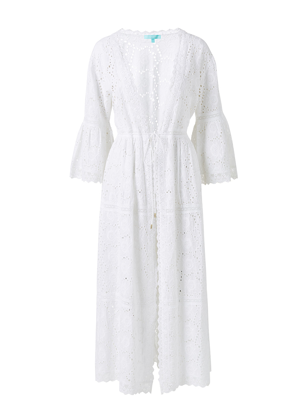 Melissa Odabash Ava White Embroidery Anglouse Long Beach Jacket - 2024 Collection