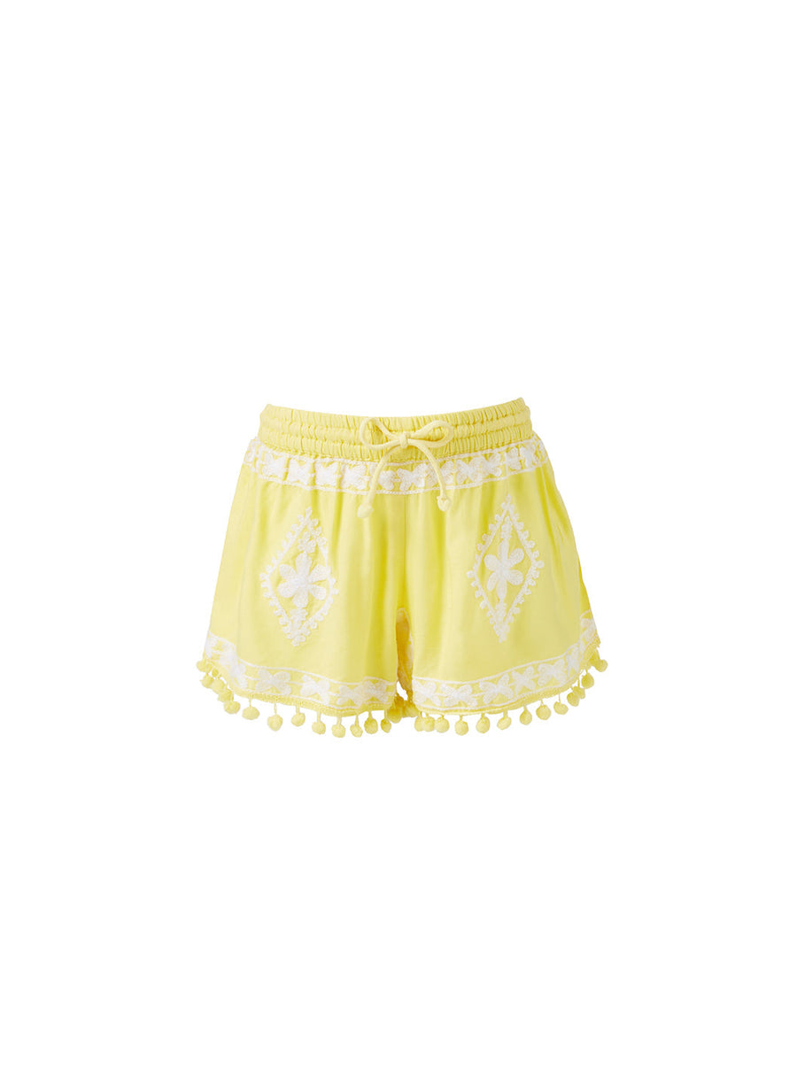 Girls Sienna Yellow/White Shorts