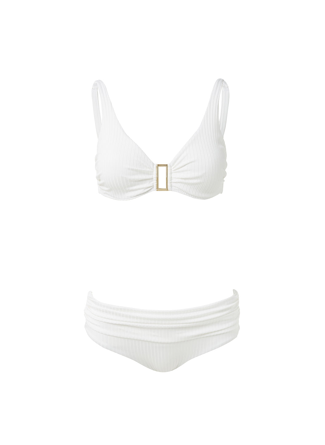 Melissa Odabash Bel Air Ivory Ribbed Rectangle Trim Supportive Over The Shoulder Bikini - 2024 Collection