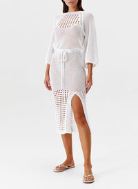 Melissa Odabash Brooke White Crochet Midi Dress - 2024 Collection