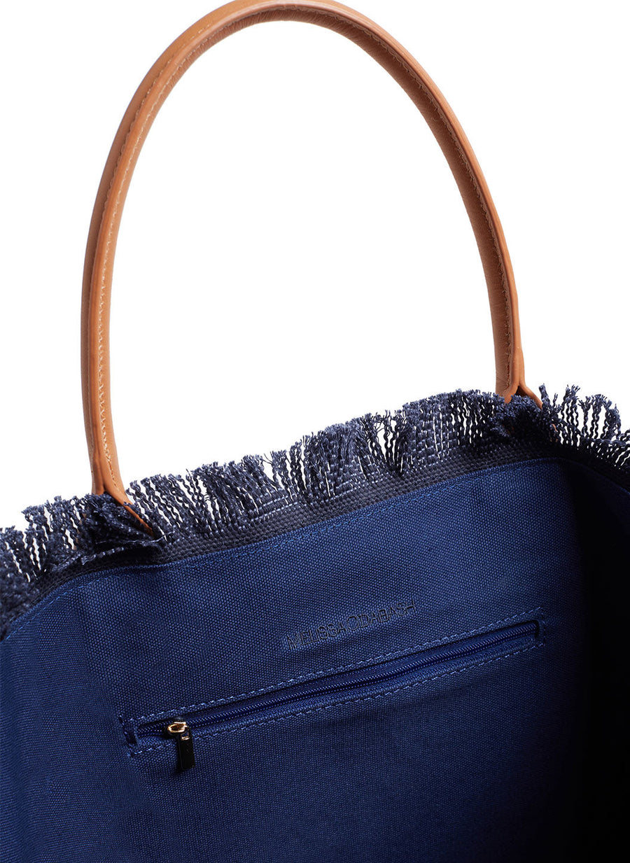 Melissa Odabash Cap Ferrat Navy/Tan Beach Tote - 2024 Collection