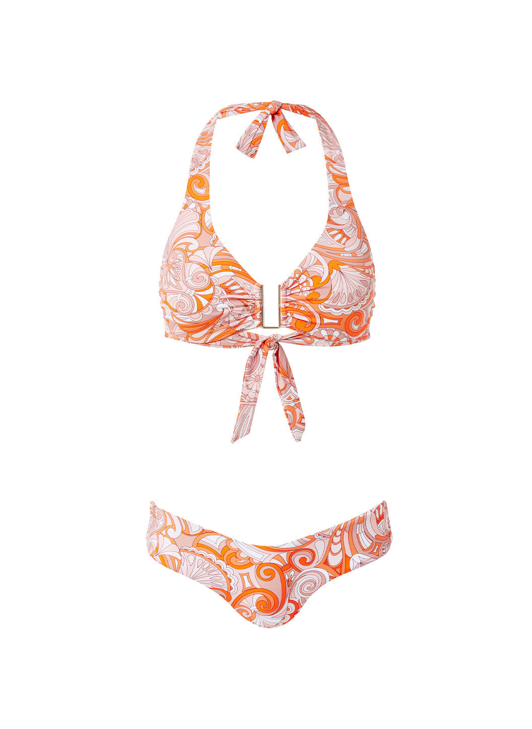 Melissa Odabash Colombia Orange Mirage U-Trim Supportive Halterneck Bikini - 2024 Collection