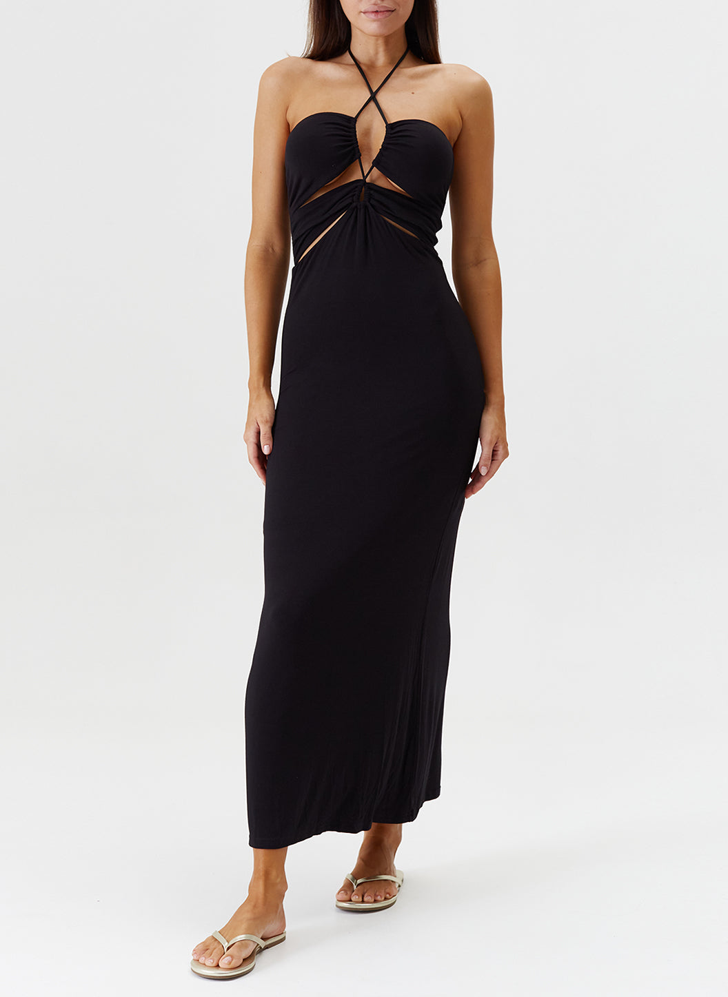 Melissa Odabash Giana Black Cut Out Strappy Long Dress - 2024 Collection