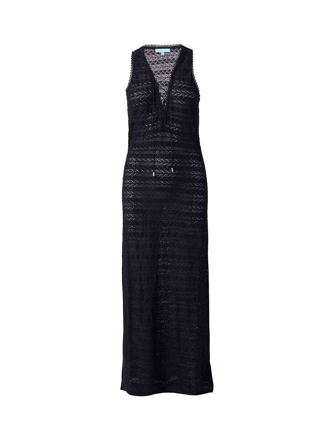 Melissa Odabash Maddie Black Lace Up Crochet Long Dress - 2024 Collection