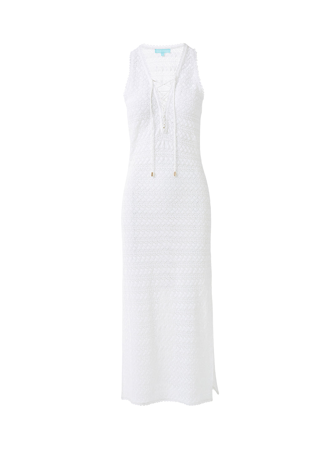 Melissa Odabash Maddie White Lace Up Crochet Long Dress - 2024 Collection