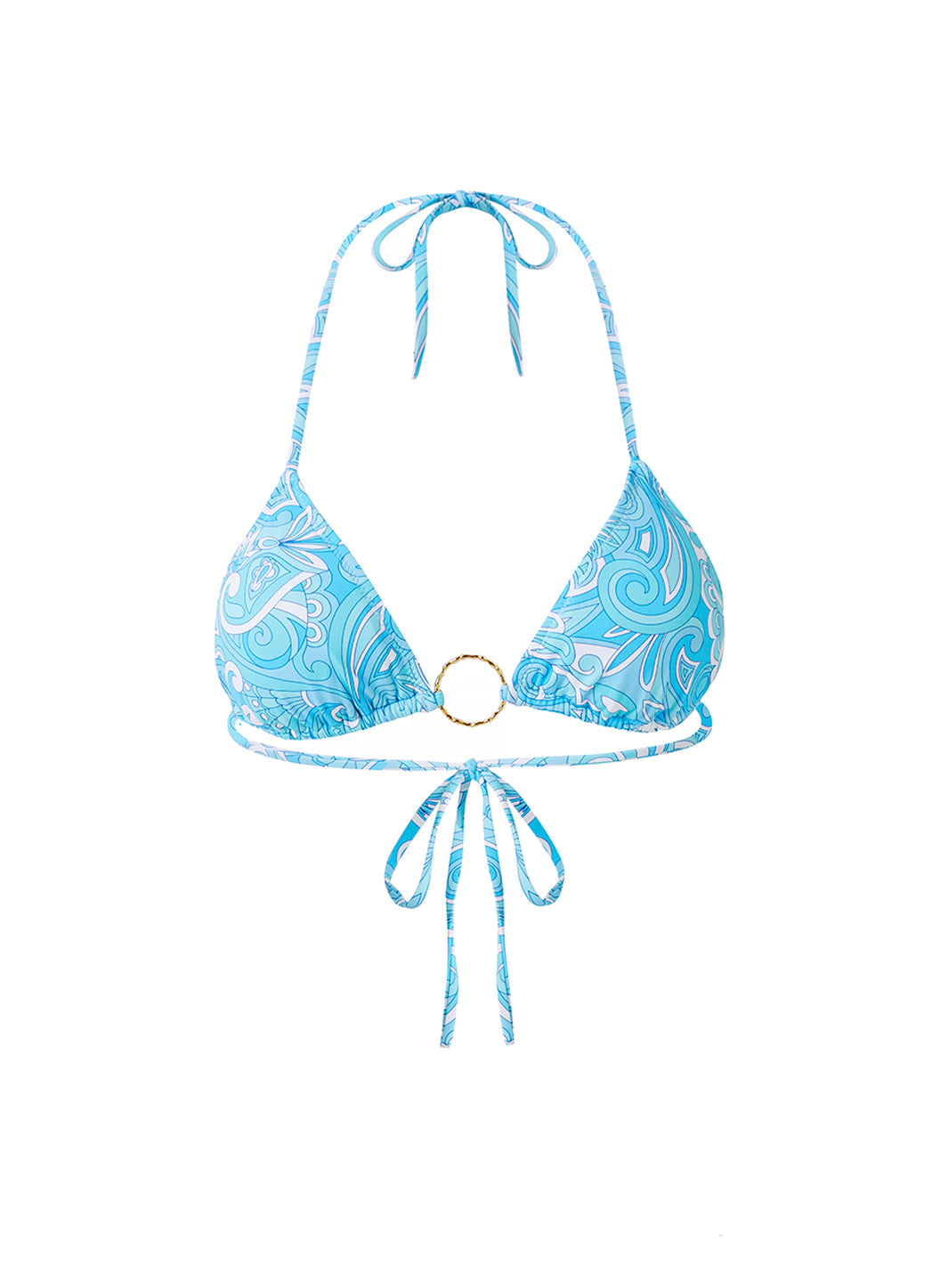 Melissa Odabash Miami Mirage Blue Bamboo Ring Trim Triangle Bikini Top - 2024 Collection