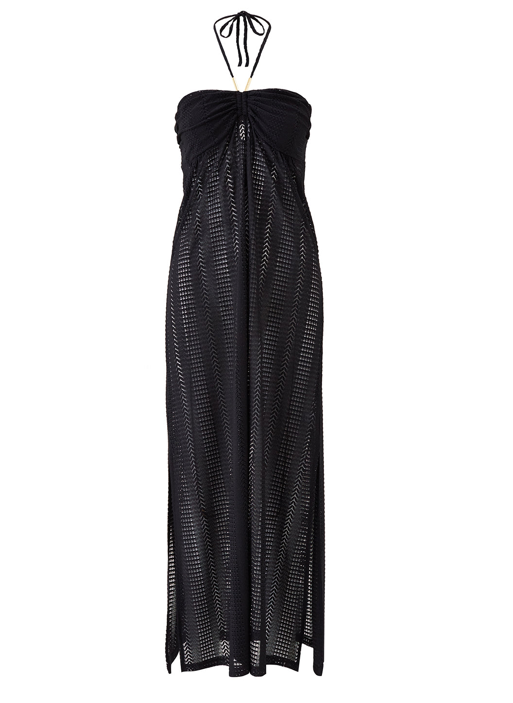 Melissa Odabash Mila Black Halterneck Crochet Long Dress - 2024 Collection