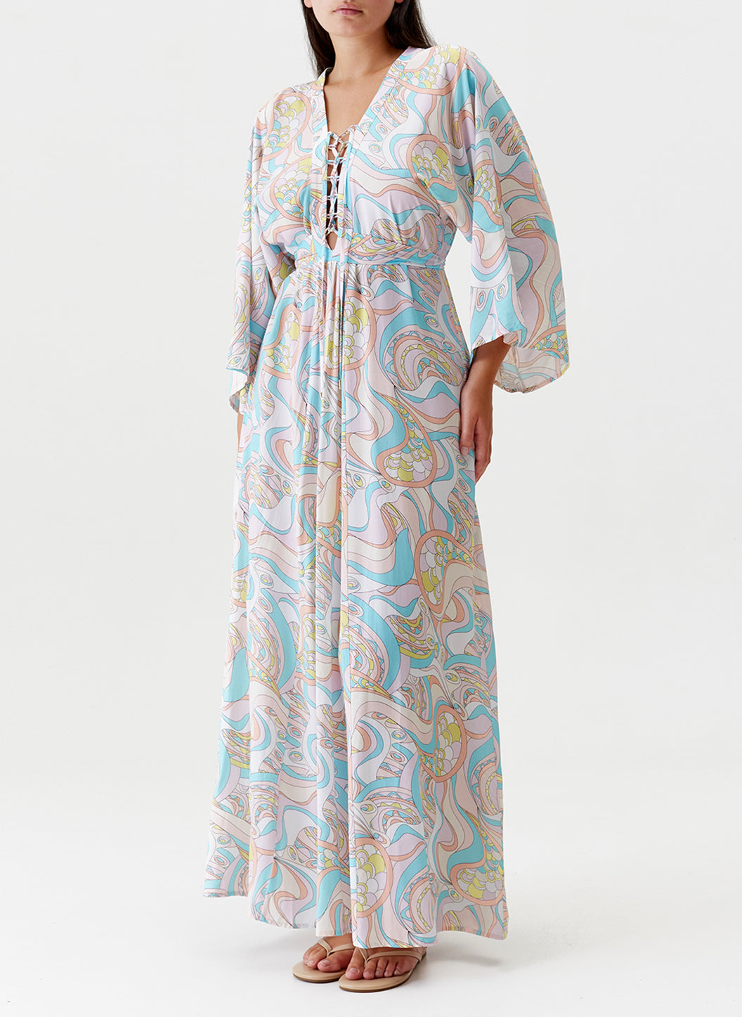 Melissa Odabash Natalie Riviera Lace UpLong Kaftan - 2024 Collection