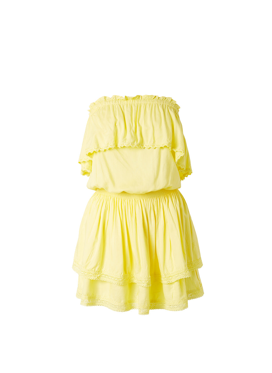 Melissa Odabash Salma Yellow Tiered Skirt Bandeau Short Dress - 2024 Collection