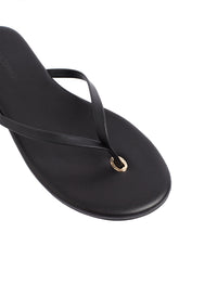 Melissa Odabash Leather Flip Flop Sandals Black - 2024 Collection