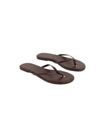 Melissa Odabash Leather Flip Flop Sandals Dark Brown - 2024 Collection
