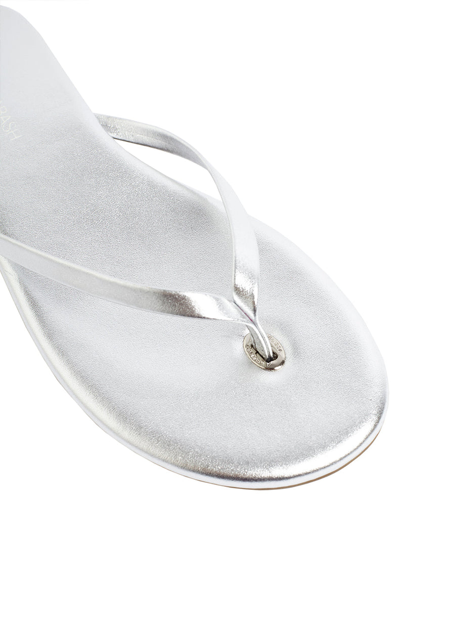 Melissa Odabash Leather Flip Flop Sandals Silver - 2024 Collection