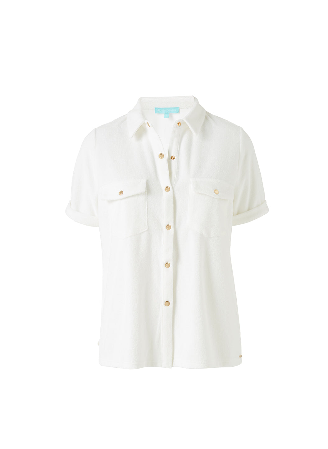 Melissa Odabash Tori White Terry Short Sleeve Shirt - 2024 Collection