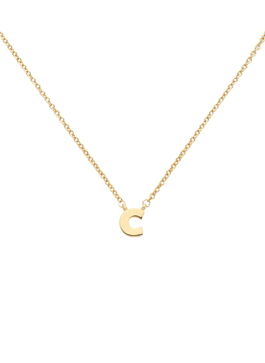 Gold C Pendant Necklace