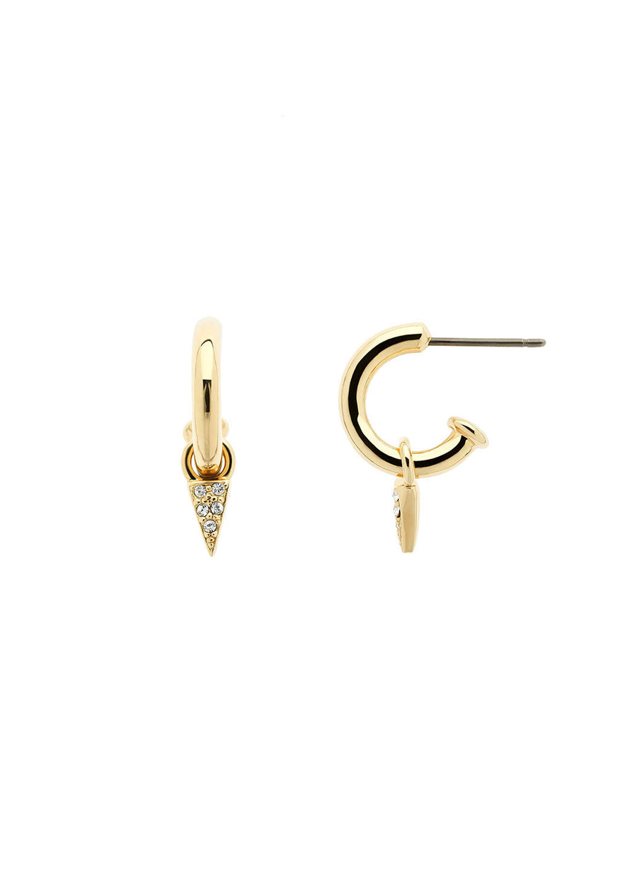 Gold Crystal Charm Hoop Earrings-2024