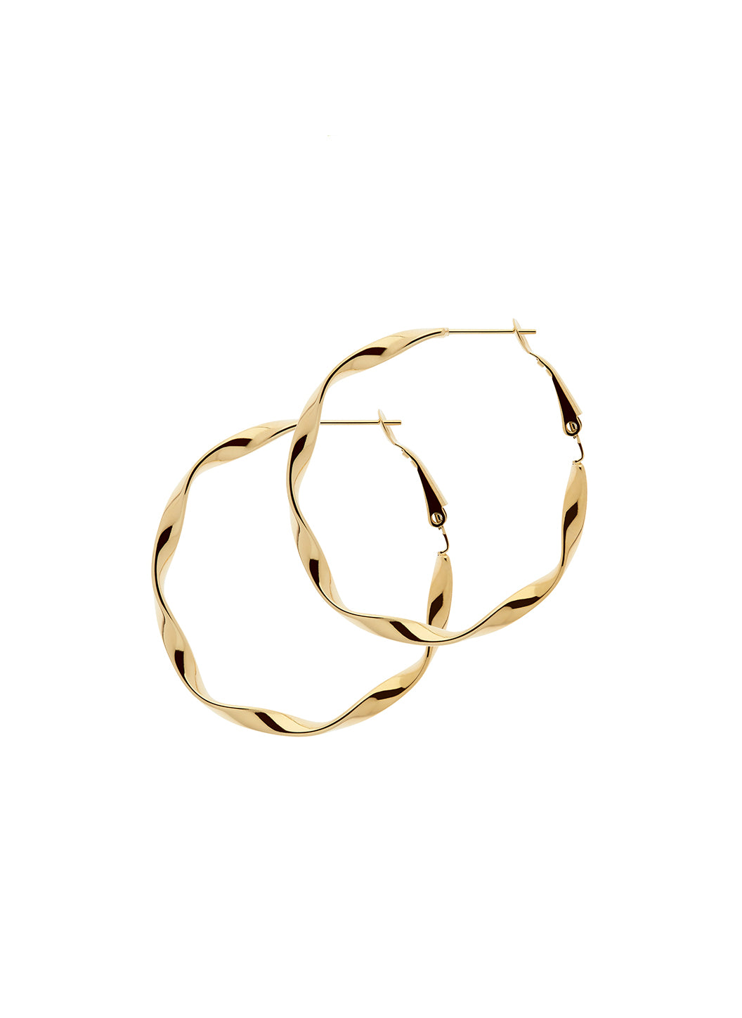 Gold Twist Hoop Earrings-2024