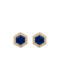 Blue Crystal Hexagon Earrings-2024