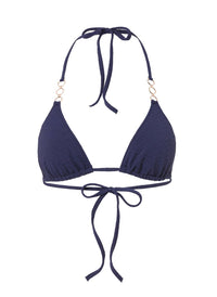 Anguilla Navy Zigzag Triangle Triple Ring Bikini Top