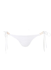 Anguilla White Zigzag Triple Ring Tie Side Bikini Bottom