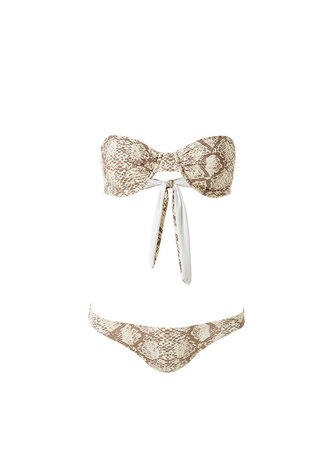 Snake print bandeau bikini deals