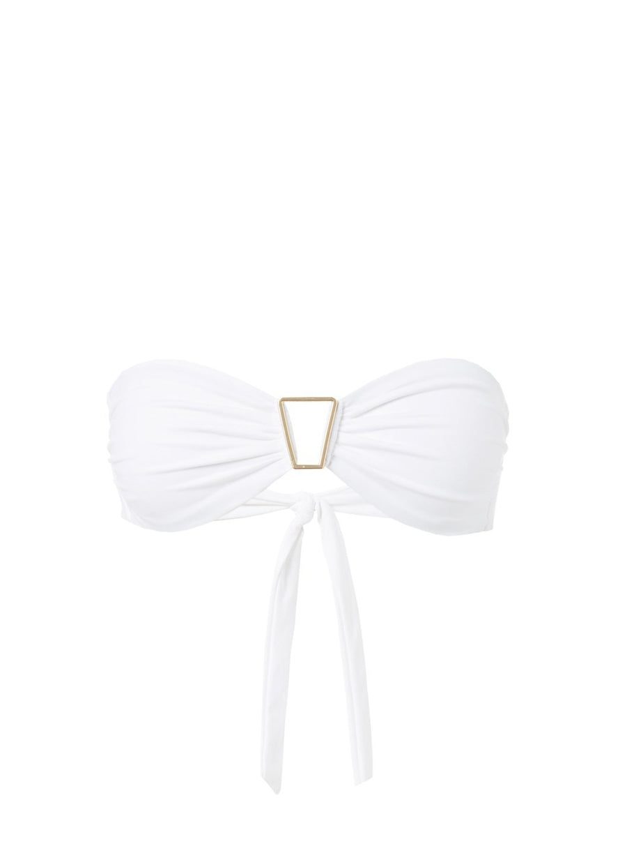 Barcelona White Bandeau Triangle Trim Bikini Top