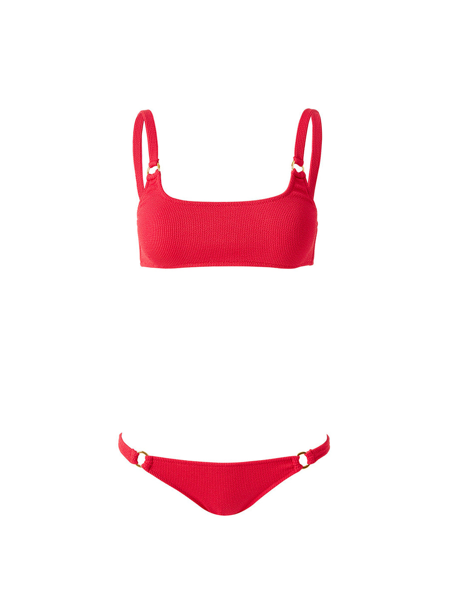 Bari Red Ridges Bikini Cutout