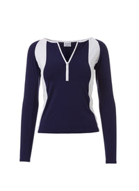 Bondi Navy White Sports Long Sleeve Rash Vest Top
